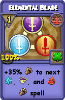 Wizard101 Balance spell card: Elemental Blade, Spell ID 10608