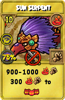 Wizard101 Fire spell card: Sun Serpent, Spell ID 10610