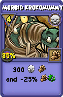 Wizard101 Death spell card: Morbid Krokomummy, Spell ID 10613