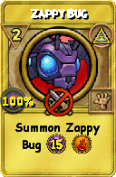 Wizard101 Myth spell card: Zappy Bug, Spell ID 10653