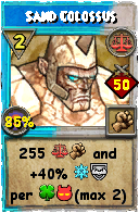 Wizard101 Balance spell card: Sand Colossus, Spell ID 10664