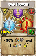 Wizard101 Balance spell card: Bad Element, Spell ID 10667