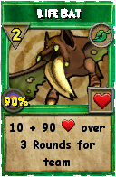 Wizard101 Life spell card: Life Bat, Spell ID 10670