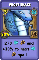 Wizard101 Ice spell card: Frost Snake, Spell ID 10672