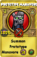 Wizard101 Myth spell card: Prototype Manavore, Spell ID 10678
