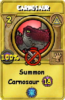 Wizard101 Myth spell card: Carnosaur, Spell ID 10698