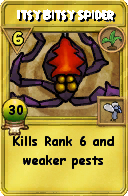 Wizard101 Gardening spell card: Itsy Bitsy Spider, Spell ID 10699