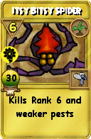 Wizard101 Gardening spell card: Itsy Bitsy Spider, Spell ID 10702