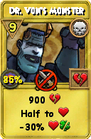 Wizard101 Death spell card: Dr. Von's Monster, Spell ID 10715