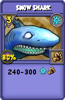 Wizard101 Ice spell card: Snow Shark, Spell ID 10739