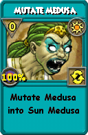 Wizard101 Sun spell card: Mutate Medusa, Spell ID 10748