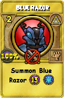 Wizard101 Myth spell card: Blue Razor, Spell ID 10759