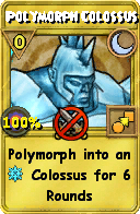 Wizard101 Moon spell card: Polymorph Colossus, Spell ID 10768