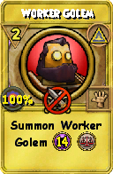 Wizard101 Myth spell card: Worker Golem, Spell ID 10769
