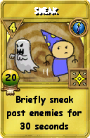 Wizard101 Cantrips spell card: Sneak, Spell ID 10781