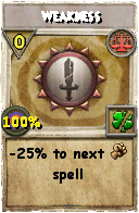 Wizard101 Balance spell card: Weakness, Spell ID 10810