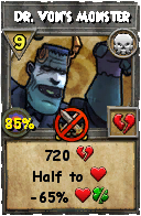 Wizard101 Death spell card: Dr. Von's Monster, Spell ID 10844