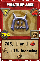 Wizard101 Fire spell card: Wrath of Ares, Spell ID 10854