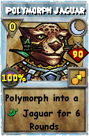 Wizard101 Moon spell card: Polymorph Jaguar, Spell ID 10856