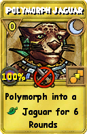 Wizard101 Moon spell card: Polymorph Jaguar, Spell ID 10857