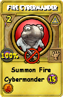 Wizard101 Myth spell card: Fire Cybermander, Spell ID 10881