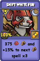 Wizard101 Moon spell card: Shift White Fur, Spell ID 10897