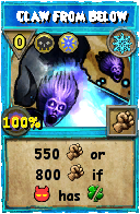 Wizard101 Ice spell card: Claw From Below, Spell ID 10918