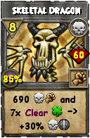 Wizard101 Death spell card: Skeletal Dragon, Spell ID 10923
