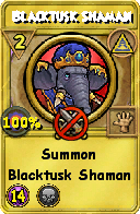 Wizard101 Myth spell card: Blacktusk Shaman, Spell ID 10950