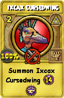 Wizard101 Myth spell card: Ixcax Cursedwing, Spell ID 10962