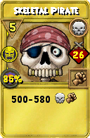 Wizard101 Death spell card: Skeletal Pirate, Spell ID 10964