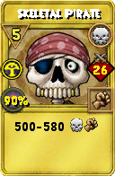 Wizard101 Death spell card: Skeletal Pirate, Spell ID 10965