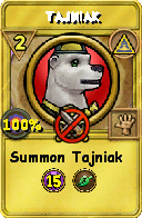 Wizard101 Myth spell card: Tajniak, Spell ID 10994