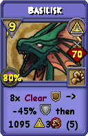 Wizard101 Myth spell card: Basilisk, Spell ID 10118