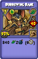 Wizard101 Life spell card: Burrowing Bane, Spell ID 10701