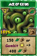 Wizard101 Life spell card: Ace of Coins, Spell ID 10407