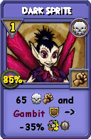 Wizard101 Death spell card: Dark Sprite, Spell ID 10147