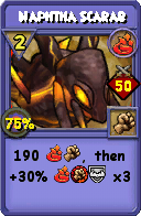 Wizard101 Fire spell card: Naphtha Scarab, Spell ID 10846