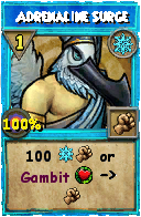 Wizard101 Ice spell card: Adrenaline Surge, Spell ID 10448