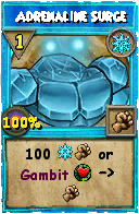 Wizard101 Ice spell card: Adrenaline Surge, Spell ID 10447