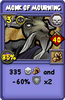Wizard101 Death spell card: Monk of Mourning, Spell ID 10072