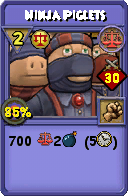 Wizard101 Balance spell card: Ninja Piglets, Spell ID 10160
