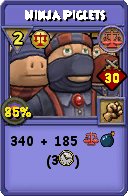 Wizard101 Balance spell card: Ninja Piglets, Spell ID 10159