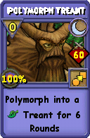 Wizard101 Moon spell card: Polymorph Treant, Spell ID 10977