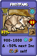 Wizard101 Ice spell card: Frostfang, Spell ID 10211