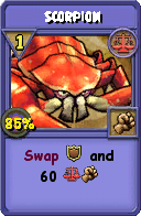 Wizard101 Balance spell card: Scorpion, Spell ID 10195