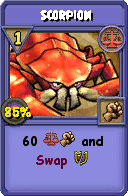 Wizard101 Balance spell card: Scorpion, Spell ID 10178