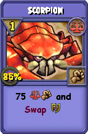Wizard101 Balance spell card: Scorpion, Spell ID 10181