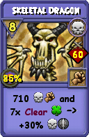 Wizard101 Death spell card: Skeletal Dragon, Spell ID 10929