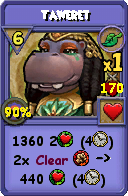 Wizard101 Life spell card: Taweret, Spell ID 10037